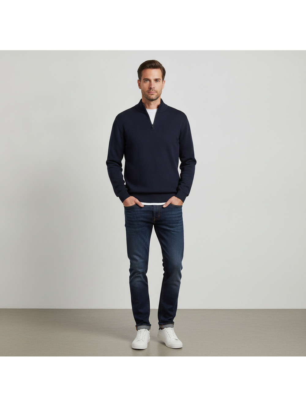 Ted Baker London Mens Navy Quarter Zip Pullover Sweater Size 7 (XL)